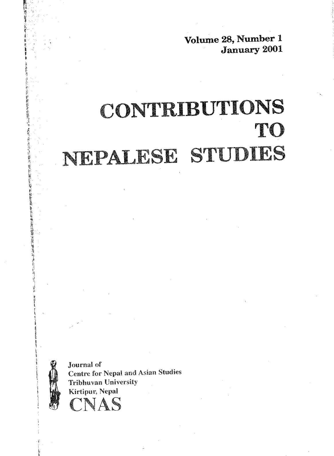 Contributions To Nepalese Studies :Volume28-01